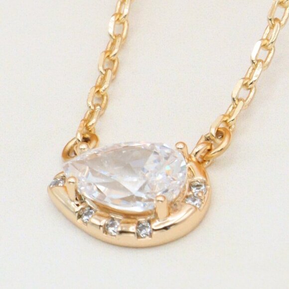 Elegant Rose Gold Necklace with Teardrop CZ Pendant, XPNL0407 - Picture 2 of 12